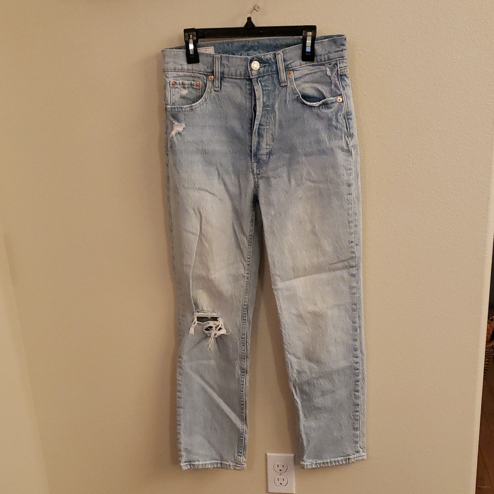 GAP Light Blue Boyfriend Jeans with Distressed Detail